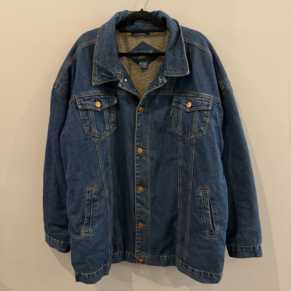 VTG Denim Jacket Rock Canyon Sherpa Jean Trucker Cowboy Utility Sz 3x Mens - Picture 1 of 13